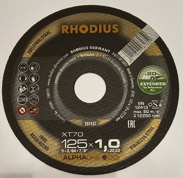 Rhodius Trennscheibe XT70 125 x 1 mm - Stahl, Metall, Edelstahl, VA   100 Stück